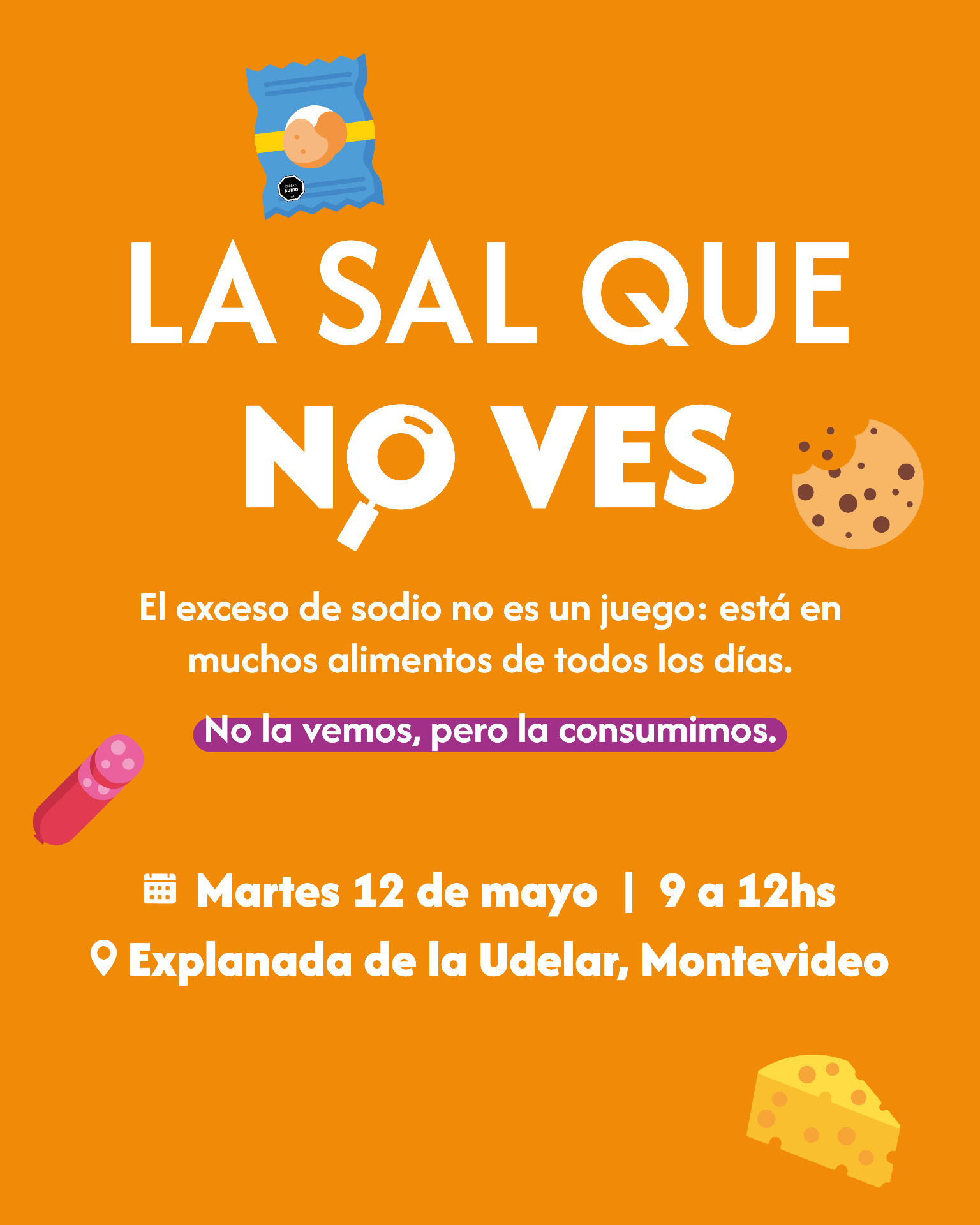 La sal que no ves. Martes 12 de mayo, 9 a 12 hs. Explanada de la Udelar, Montevideo.